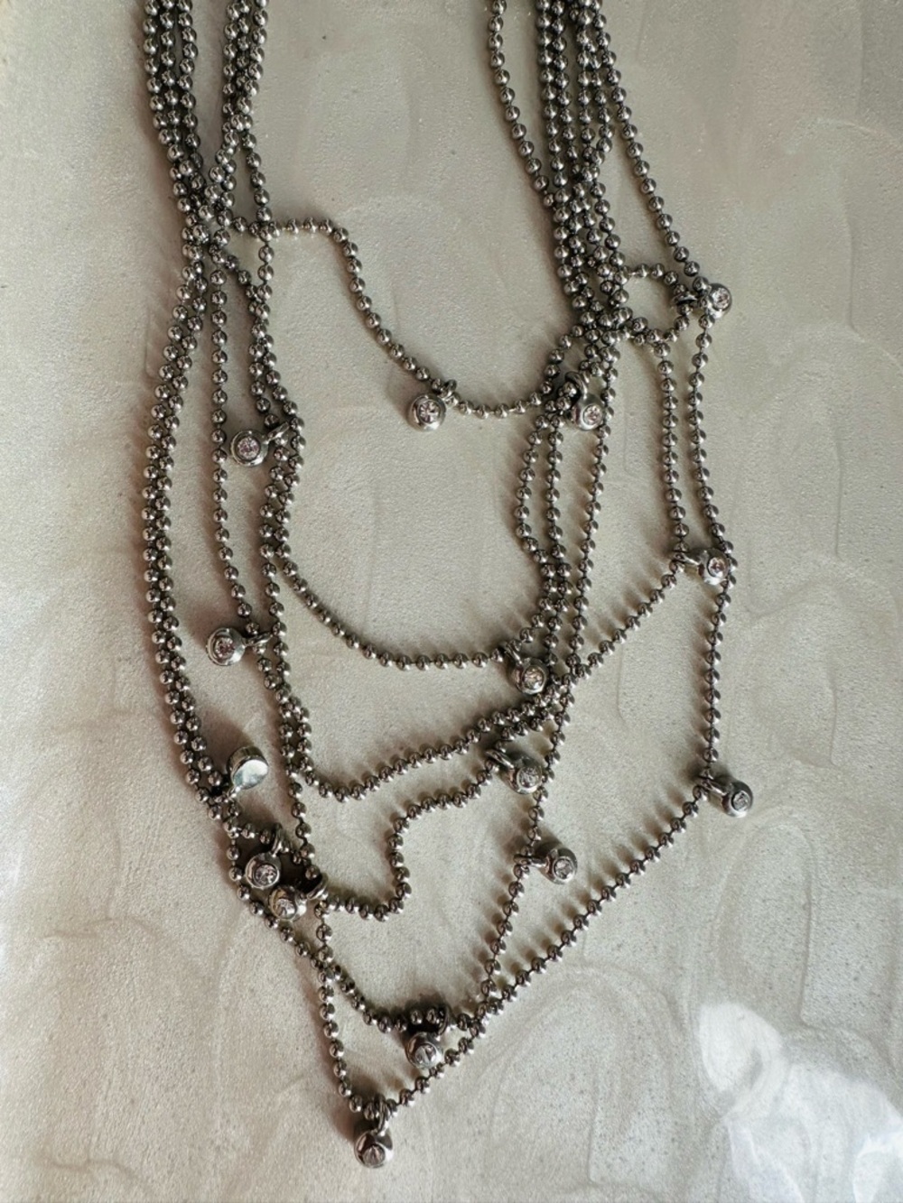 Kenneth Cole Multi-Strand, Silver-tone Ball Chain Necklace. - Picture 10 of 16